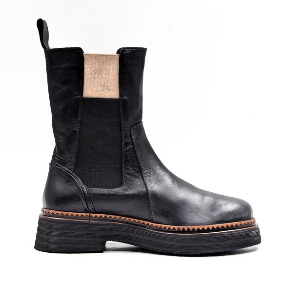 Bueno Women Gizelle Black Leather Stretch Panel Chelsea Boots size 7US EUR37 - Picture 8 of 9